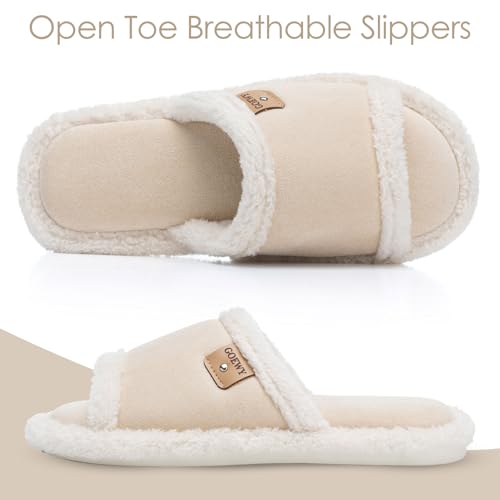 Image of GOEWY Cross Band Slippers for Women with Cozy Memory Foam Machine Washable | Open Toe Summer Cute Slipper,Soft Black House Shoes Slides,Indoor Outdoor Non-Slip Slip On,Gifts for Women Ladies Her Mom