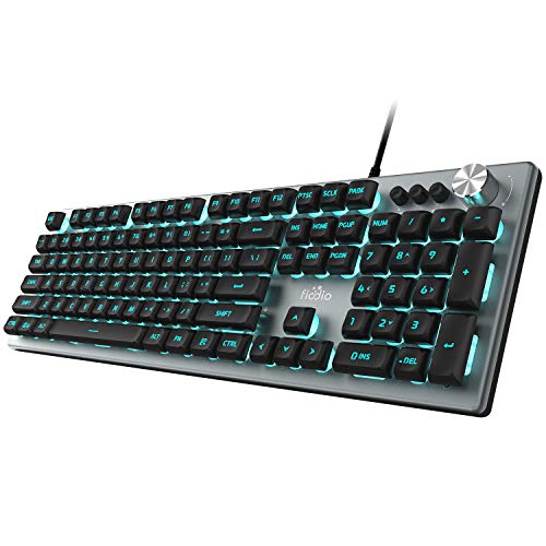Photo 1 of NEEDS PROFESSIONAL REPAIR
FIODIO Membrane Gaming Keyboard, Wired RGB Rainbow Backlit Keyboard, Ergonomic Standard Keyboard for Desktop, Computer and PC, Silver-Black (FK-2028-US)