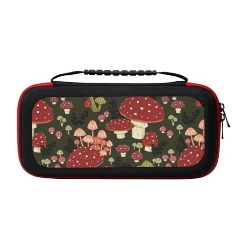 Switch有機elモデル対応 スイッチ 専用ケース かわいい きのこ キャリングケース 収納バッグ 防塵 防汚 耐衝撃 Eva素材 全面保護型 大容量 ゲームカード収納 アクセサリーポーチ