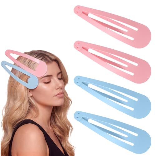 Rivvlive 4 Pcs 11 Inch Extra Large Snap Hair Clips Giant Plastic Snap Barrettes for Women No Slip Plastic Hair Clips Pins for Hoodie Decorations Oversized Decorative Pendant Accessories Blue and Pink