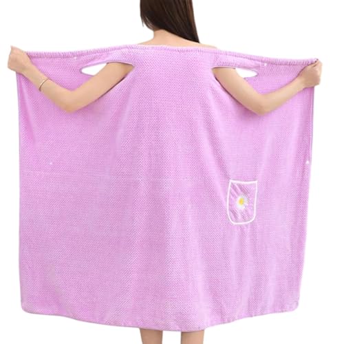 Luieonm Bata de Toalla para Mujer después de la Ducha, Toalla de baño Absorbente y portátil, Bata de baño con Bolsillo, Ligera, de Secado rápido para el hogar, SPA, Viajes