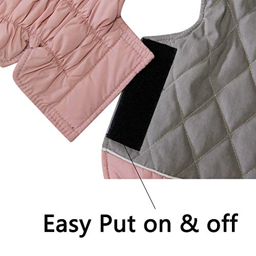JoyDaog Hundemantel für kleine Hunde, wendbar, wasserdicht, warme Welpenjacke für den kalten Winter, Rosa und Grau, Größe XS
