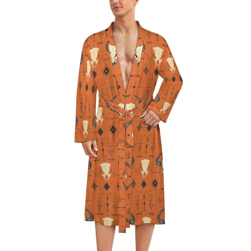 Peignoir de bain pour homme kimono léger orange à motif imprimé