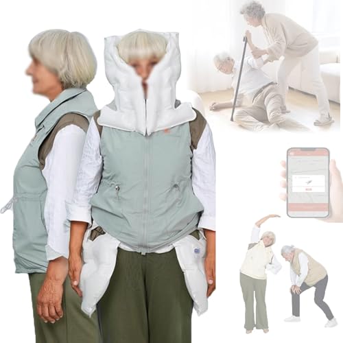 Chaleco Anticaída Inteligente Con Airbag Para Personas Mayores,Protección De 320°,Diseño Ligero,Seguimiento De Ubicación/Alarma Sos,Reutilizable,Tallas S-2xl,Para Cabeza,Cuello,Espalda,Cadera M