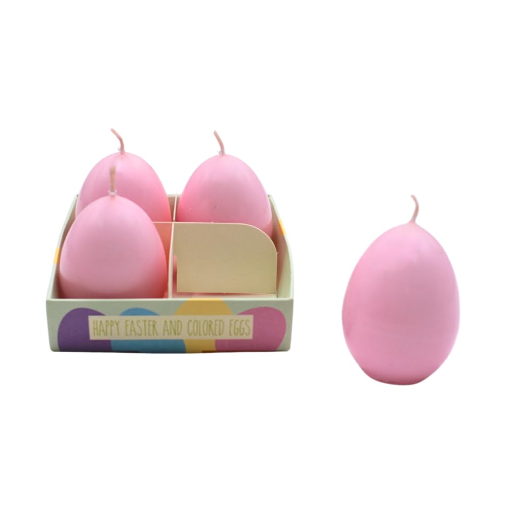 Set 6 Candele Tealight 3D A Forma Di Uovo Di Pasqua, Colore Rosa Con Superficie Scanalata, Cera, Decorazione Primaverile Per Interni, Idea Regalo Pasquale