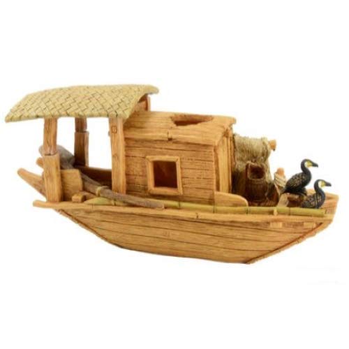 Heritage WS075 - Barco de pescado de acuario con pájaros y decoración ornamental de 29 cm