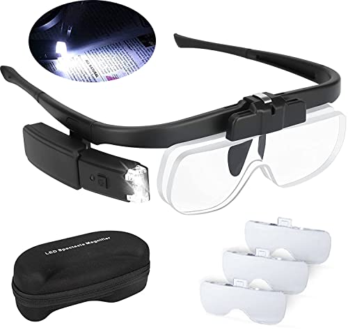 Loupe Frontale Avec Lumière LED - 4 Lentilles Amovibles (1.5X à 5X), Rechargeable USB - Pour Bijouterie, Bricolage