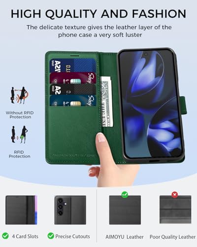 Housse Pixel 9A en cuir de qualité premium étui portefeuille chic vert