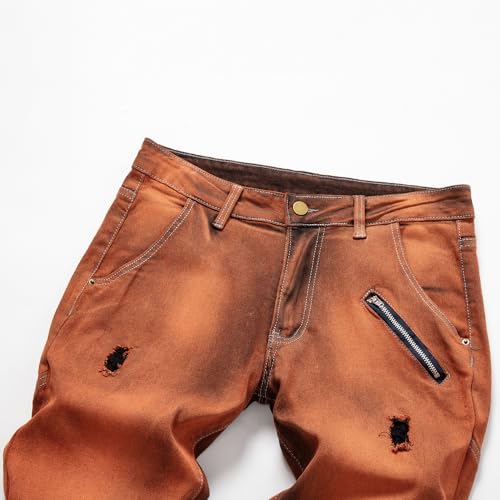 Men's Jeans Biker Straight Ripped Distressed Destroyed Denim Slim Casual Pants Stretch3