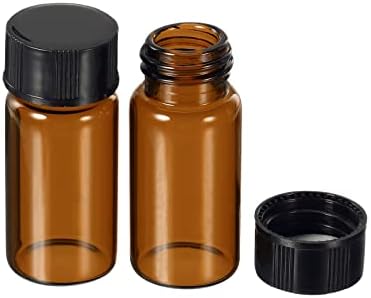PATIKIL 20mL Reagent Media Bottle, 10 Pack Round Glass Storage Bottles Plastic Screw Cap for Lab Home, Brown