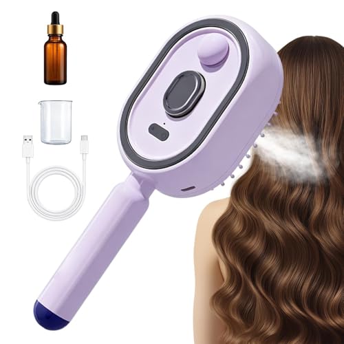 Cepillo de vapor para el cabello, peine portátil recargable con cojín de aire de luz , cepillo inalámbrico antiencrespamiento, para mujeres, hogar, spa, cuidado del cuero cabelludo