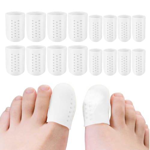 16 Protector Dedos Pie Silicona Transpirable, Fundas de Silicona para Juanetes, Protectores de Dedos de Silicona, Cubrepiés Transpirables