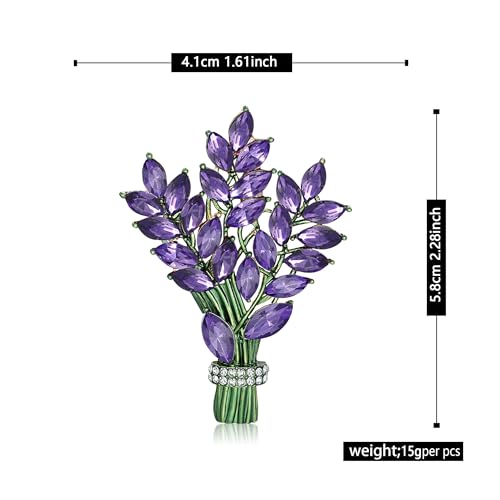 Image of GBAHFY Lavender Flower Brooch Crystal Rhinestone Glass Tulip Bouquet Brooch Lapel Pin Fashion Elegant Accessories Wedding Party Jewelry Gift for Women