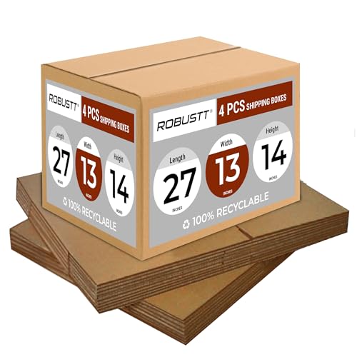 Image of Robustt 5 Ply 27 inchX13 inchX14 inch Cardboard Boxes for Packaging (Pack of 4) | Brown Corrugated Box for Packing | Shipping | Home Shifting | Parcel | Courier Packing box | Large Carton Box