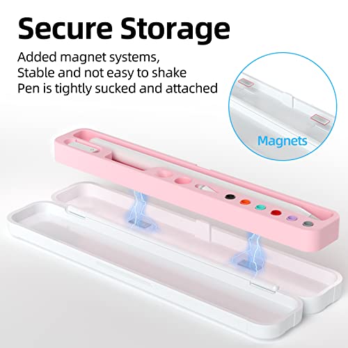 Image of Magnetic Carrying Case Compatible with Apple Pencil 2nd Generation and 1st Gen Pencil and Samsung Galaxy S-Pen Series, Pencil case Consists of Hard PC Shell and Soft Silicone Inner (Pink)
