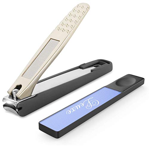Leuxe Nail Clipper Set, Nail Clippers for Thick Nails, Glass Nail File for Natural Nails