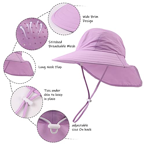 Toddler Summer Hat With Neck Flap Waterproof Kids Swim Hat Baby Uv Protection Sun Hats Beach Cap For Boys Girls (As1, Age, 1_Year, 4_Years, Purple) #TOP5