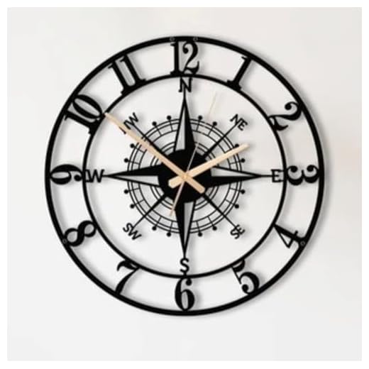 PRAMUKH FASHION Wall Clock Stylish Metal Analog Wall Clock for Living Room, Bedroom, Office, Kitchen, Home and Hall | Antique Fancy Big Size Modern Wall Watch (Style-6, Size-40 CM)