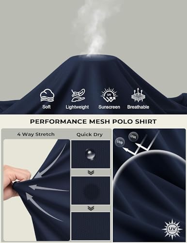 COOFANDY Men's Polo Shirt Long Sleeve Moisture Wicking Golf Shirts Sun Protection Collared Work Shirts4