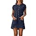 Produktbild MAYOGO Damen Kleider Kleid Damen Sommer Baumwolle und Leinen Tshirt Kleider Kaftan Kleid Unifarben Kurzarm Tasche Sommerkleid Casual Jersey Blusen Kleider