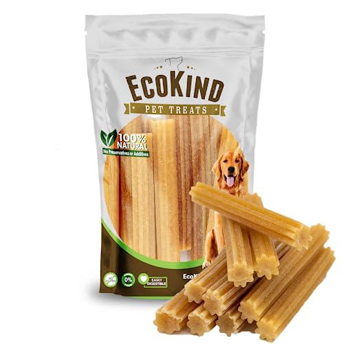 EcoKind Pet Treats Premium Gold Cheese Flavored Churro Chews | All Natural Himalayan Yak Cheese Dog Chew for Small to Large Dogs | Keeps Dogs Busy & Enjoying Indoors & Outdoor Use (20 Sticks)