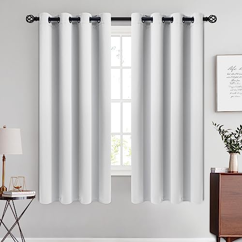 Image of COSVIYA Grommet Room Darkening Greyish White Curtains 63 inch for Bedroom | Light Blocking Insulated Thermal Curtains for Living Room, Blackout Thick Polyester Window Drapes,52x63 inches, 2 Panels