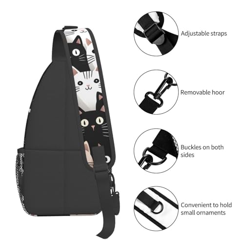 Bolso bandolera con estampado de gato para mujeres y hombres miniatura 5