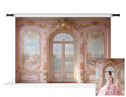 Kate Pink Elegant Wall Backdro Vintage Painted Photo Backdrop, 7x5ft