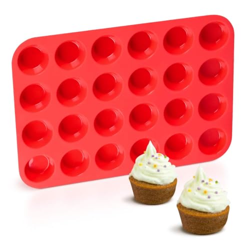 Comparison: Best Silicone Muffin Cups 7 Silicone Muffin Pan Mini 24 Cups Cupcake Pan, Nonstick Food Grade Silicone Baking Pan 1 Pack