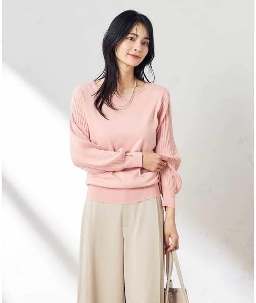 [アーヴェヴェ] フラワーレースヘムワッフルカットソー K2KIS62039