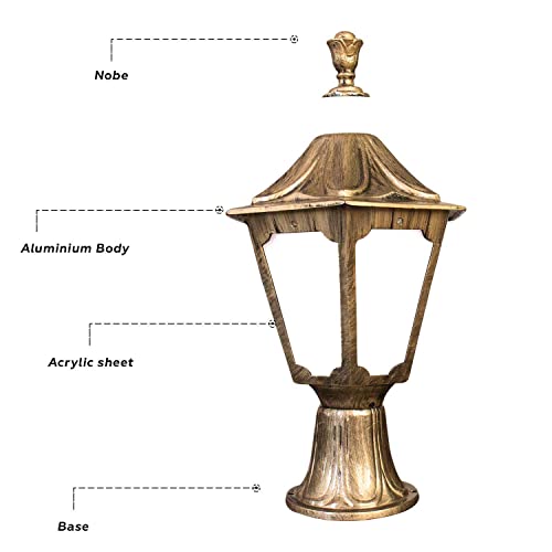 Image of Lights B22 Holder Cast Aluminium Antic Golden Standard Gate Light for Poles & Pillars