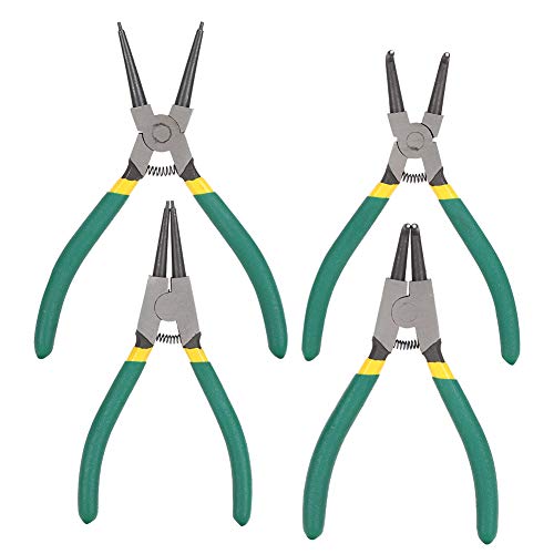 Respicefinem Needle Rg 24×15×4 4Pcs Circlip Pliers Set Snap Plier Internal External Straight Bent 6Inch