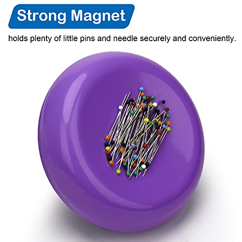 Coitak Magnetic Sewing Pincushion With 100 Plastic Head Pins, Magnetic Pins Holder For Sewing Quilting, (Purple) #TOP2