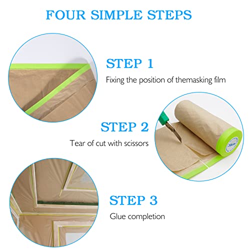 3-Piece Set, Masking Tape Protective Paper | For Auto Overlay Masking, Home Protection, Paint Masking (12-In. X 46-Feet) #TOP3