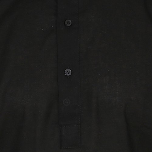 Kurta de algodón negro que soluciona el calor corporal con estilo masculino 3