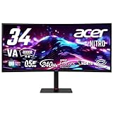 Acer Nitro 湾曲 ゲーミングモニター 34インチ ウルトラワイド 非光沢 広視野角VA 240Hz 0.5ms(GTG) AMD FreeSync Premium HDR10 Adobe RGB 90% ブルーライトシールドプロ HDMI 2.1 DisplayPort v1.4 スピーカー・ヘッドフォン端子 VESAマウント対応 XV345CURXbmiipphx