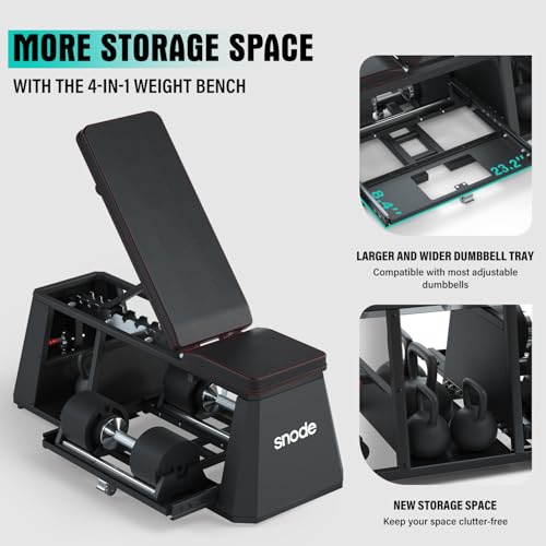 Image of SNODE 4-in-1 Adjustable Weights Bench with Cable Crossover