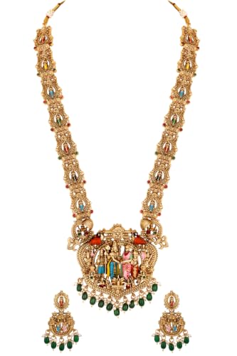 Image of Shining Diva Fashion Stylish Fancy Pearl Choker Traditional Jewellery Set for Women | Temple Necklace Set | Festive Wedding Party Necklace | 22k Gold Plated | Just Like Original Gold Jewellery