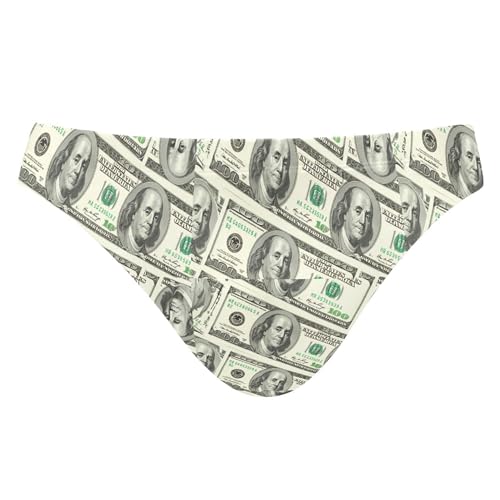 Paper Money Hundred Dollar Bills Mens Swimwear Swim Briefs Bikini Swimsuit for Summer Beach L B0405092