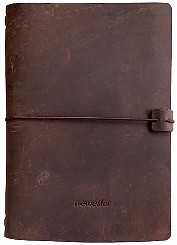 newestor Refillable Leather Travelers Notebook -A5 Personal Organizer with Lined Insert, 8.5 x 5.5 Inches, Brown