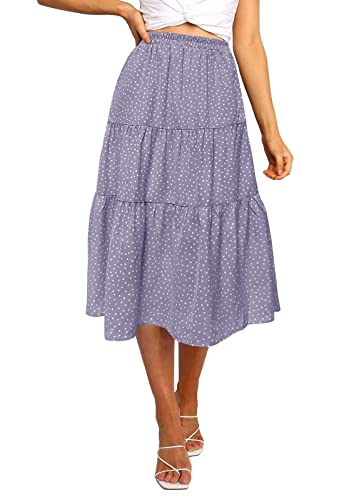 MEROKEETY Women's Boho Leopard Print Skirt Pleated A-Line Swing Midi Skirts