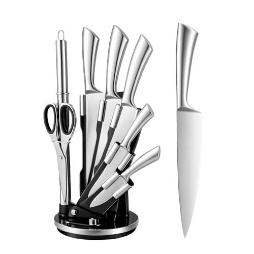 Recopilación de Cuchilos . 40 Cuchillos de Cocina Juego de Acero Inoxidable Hoja Afilada de Precisión con Base de Acrílico | Set de Cuchillos Profesional con Mangos Ergonómicos y Almacenamiento Compacto...