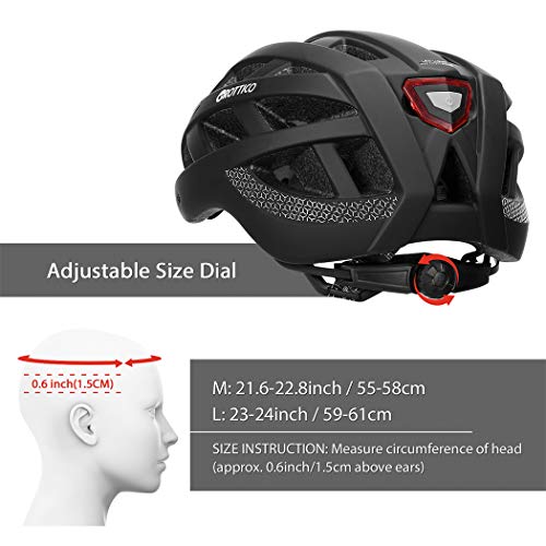 Adult Bike Helmet with Light - Mountain & Road Use, Replacement Pads & Detachable Visor