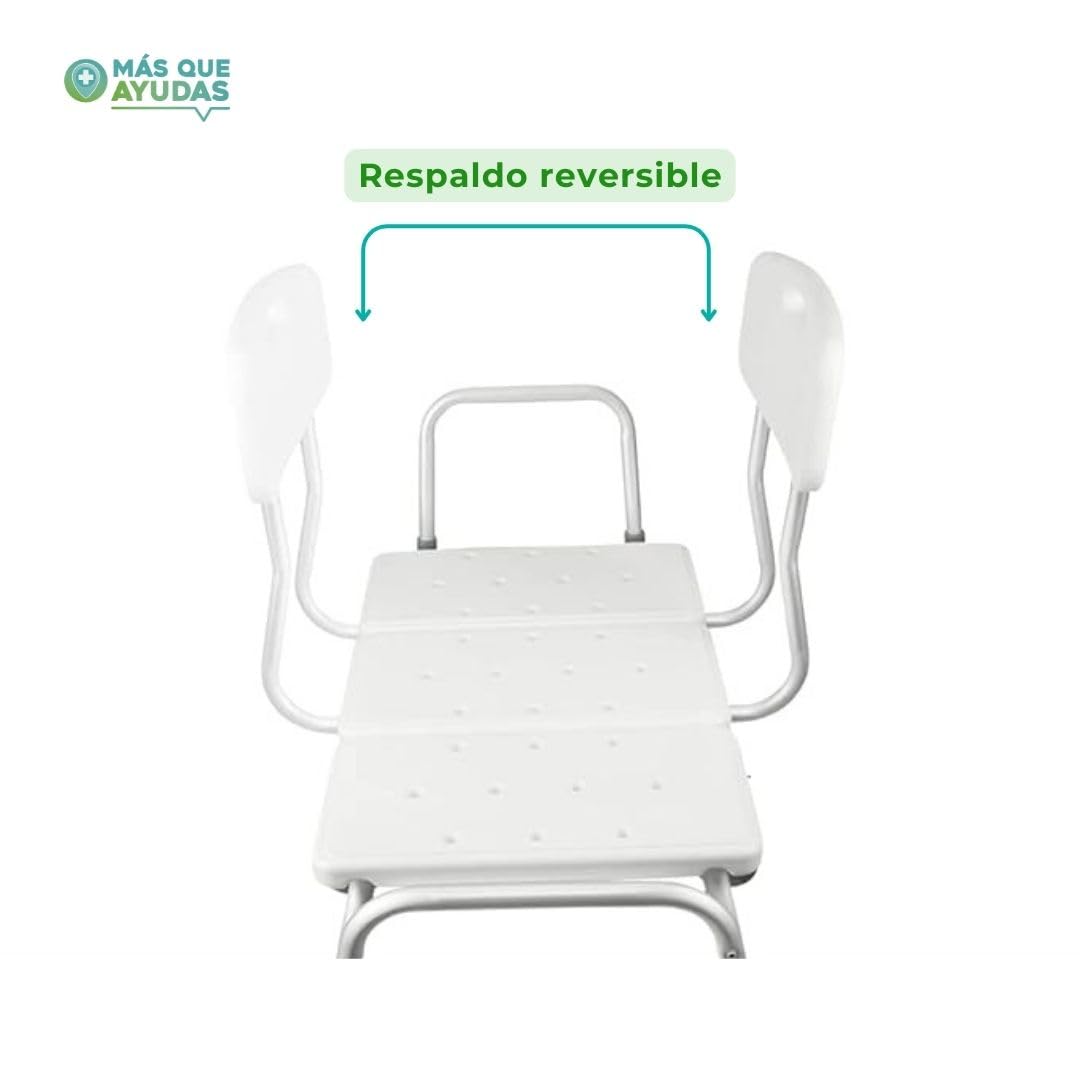 Asiento de Transferencia para Bañera con Respaldo y Asa, Ajustable 81-91 cm, Antideslizante, Silla de Baño para Adultos y Personas con Movilidad Reducida