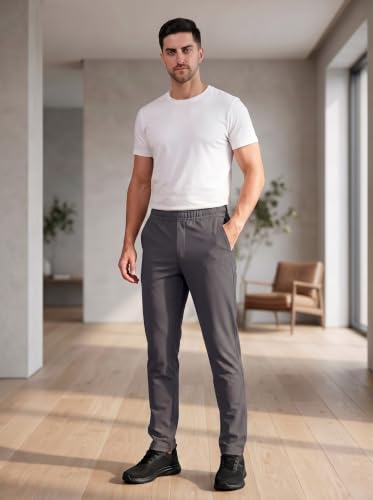 Image of SaintX Men's 4-Way Stretchable Athleisure Pants | Sweat Wicking Fabric | Slim Fit | Active - Sports Wear | Travel, Lounge & Casual Wear | Stylish Back Zipper Pocket | Available in Plus Size (ST06)