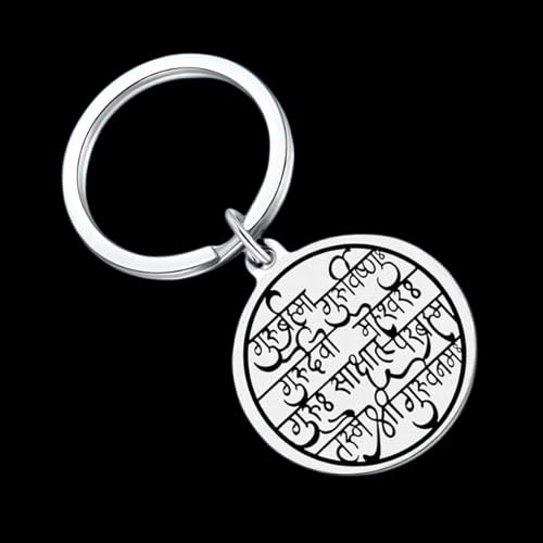 Porte-clés Gurur Brahma Gurur Vishnu en acier inoxydable argenté - 3