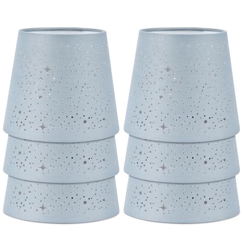 YISUN Chandelier Shades Set of 6, Clip-On Lamp Shade, Small Lamp Shade 4.3" Top x 5.9" Bottom x 5.5" Slant Height, Fit for Droplight Wall Lamp Candle Chandelier (Sky Stars Blue)