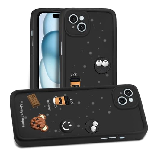 Image of AESTMO Back Case Cover for iPhone 15 Back Cover | Cute Fun Cartoon 3D Ball | Coffee Silicone Case | Full Body Protection | Camera Protection Back Cover for iPhone 15 (Black)