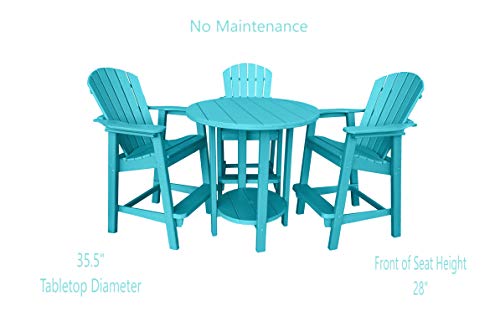 Phat Tommy Outdoor High Top Table And Chairs - Poly Furniture - Outdoor Adirondack Bar Set - Round Bar Height Patio Set thumb #1