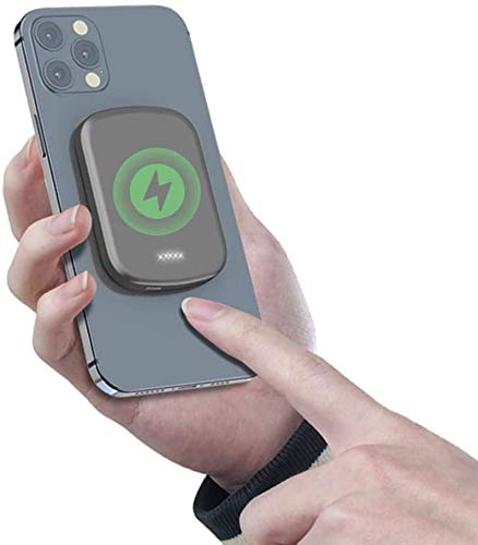 YESSW MAG-Safe Wireless Tragbares Ladegerät, 15W Magnetkraftbank PD Kurzelle Handy-Ladegerät, USB-Backup-Netzteil, kompatibel für iPhone 12/12 Mini/Pro/Max/iWatch/Airpods Cover